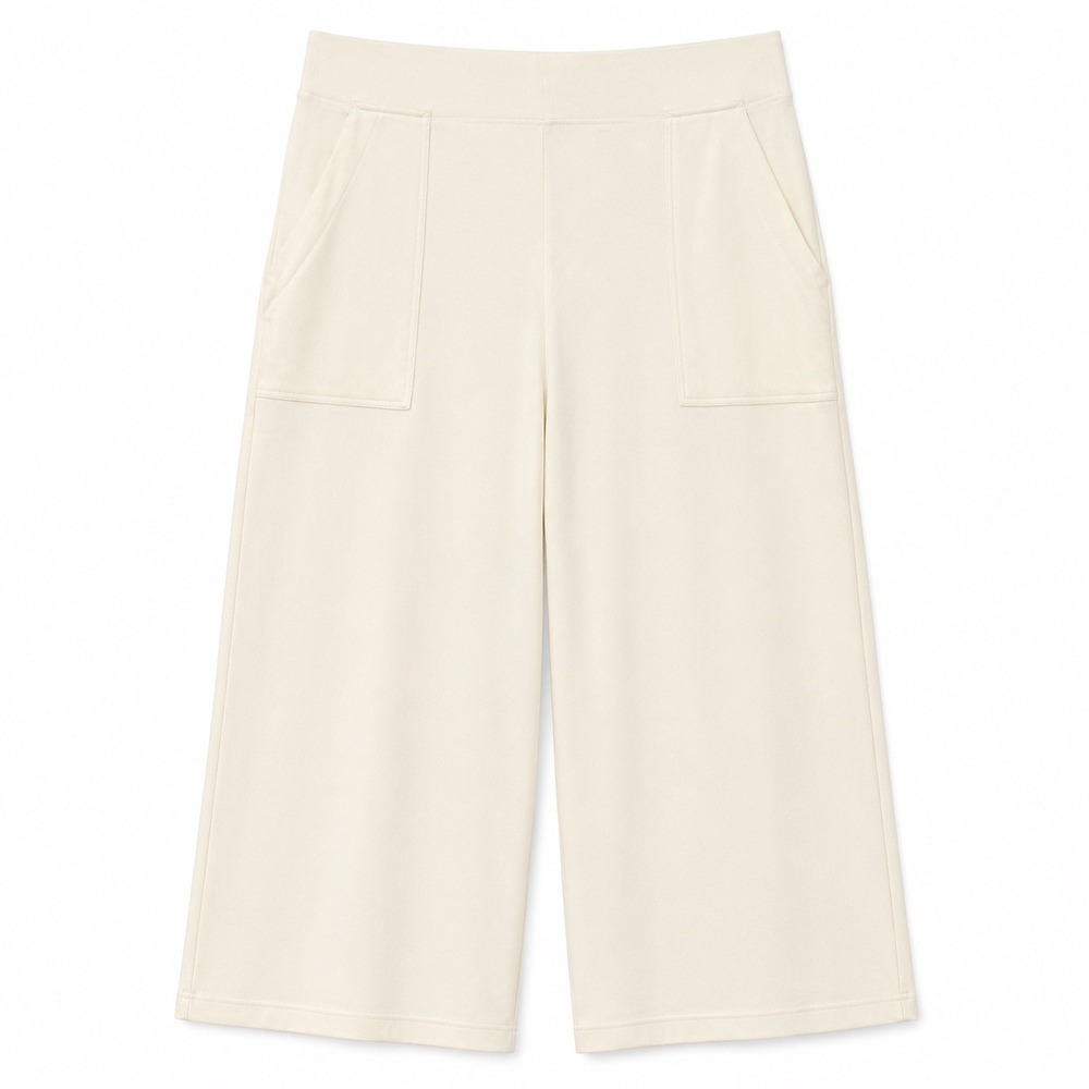 Max Studio London Cream Wide Leg Cropped Pants Large